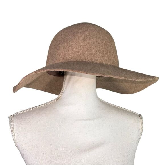 American Eagle Wool Hat Floppy Camel Wide Brim Tan Boho Retro - Picture 2 of 8